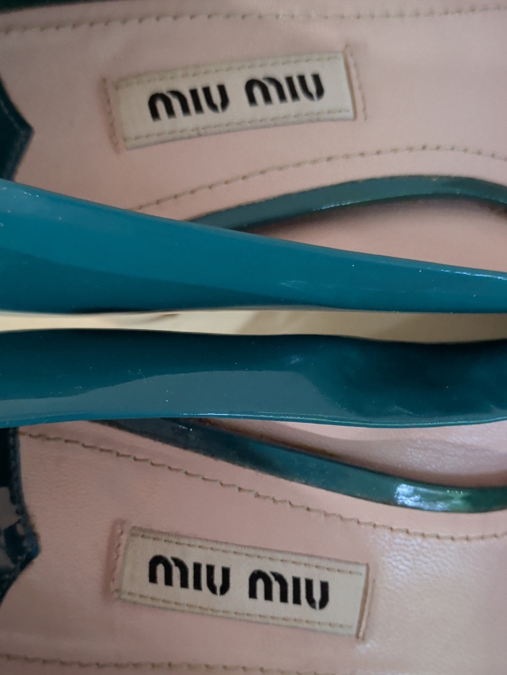 Miu Miu Teal Patent Leather Heels With Bows Size 36.5 - Picture 6 of 13